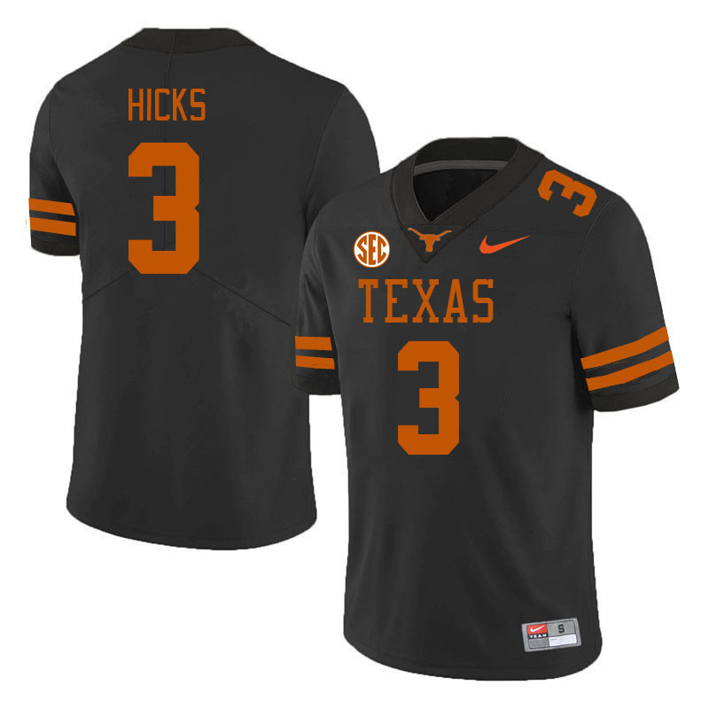# 3 Jordan Hicks Texas Longhorns Jerseys Football Stitched-Black